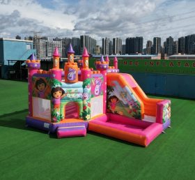 T2-8792 Castelo Insuflável Temático da Dora com Escorrega e Piscina