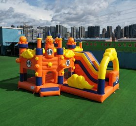 T2-8794 Castelo Inflável Temático do Dragon Ball com Escorregador e Piscina