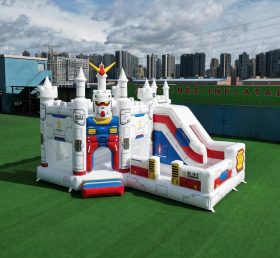 T2-8798 Castelo Inflável Temático Gundam com Escorregador e Piscina