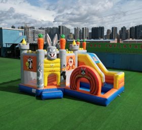 T2-8804 Castelo Inflável Temático Looney Tunes com Escorrega e Piscina