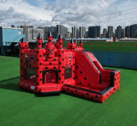 T2-8809 Castelo Inflável Temático da Ladybug com Escorrega e Piscina