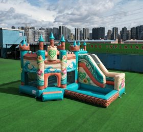 T2-8810 Castelo Insuflável Tema Moana com Escorrega e Piscina