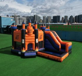 T2-8814 Castelo Inflável com Tema Naruto com Escorrega e Piscina