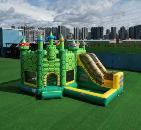 T2-8816 Castelo Insuflável Tema Tartarugas Ninja com Escorrega e Piscina