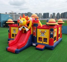 T2-8817 Castelo Insuflável Tema One Piece com Escorrega e Piscina