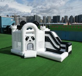 T2-8818 Castelo Insuflável Tema Panda com Escorrega e Piscina
