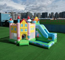T2-8820 Castelo Insuflável com Tema da Peppa Pig com Escorrega e Piscina