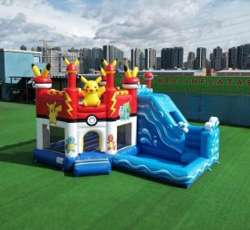 T2-8823 Castelo Insuflável com Tema Pokémon com Escorrega e Piscina