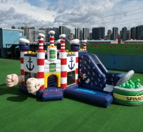 T2-8824 Castelo Insuflável Tema Popeye com Escorrega e Piscina