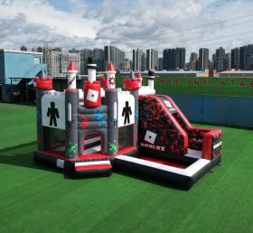 T2-8826 Castelo Insuflável Tema Roblox com Escorrega e Piscina