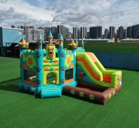 T2-8828 Castelo Insuflável Temático do Scooby-Doo com Escorrega e Piscina