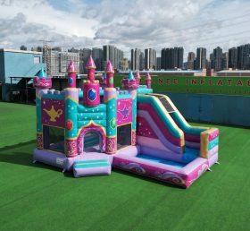 T2-8830 Castelo Insuflável com Tema Shimmer & Shine com Escorrega e Piscina