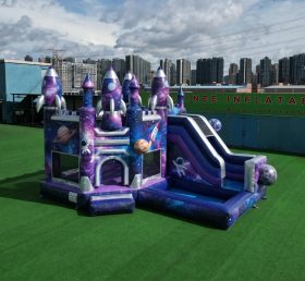 T2-8835 Castelo Inflável com Tema Espacial com Escorregador e Piscina