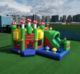 T2-8842 Castelo Inflável do Tema Super Mario com Escorrega e Piscina