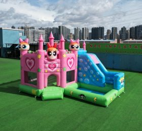 T2-8847 Castelo Insuflável das Powerpuff Girls com Escorrega e Piscina