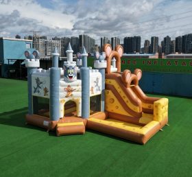 T2-8853 Castelo Insuflável Temático do Tom e Jerry com Escorrega e Piscina