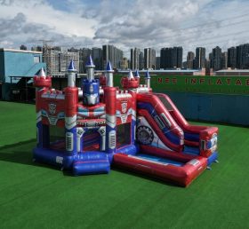 T2-8855 Castelo Inflável Temático dos Transformers com Escorregador e Piscina