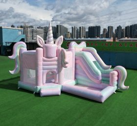 T2-8856 Castelo Insuflável Tema Unicórnio com Escorrega e Piscina