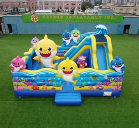 T2-8860 Castelo Insuflável Tema Baby Shark com Escorrega