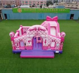 T2-8861 Castelo Insuflável Tema Barbie com Escorrega