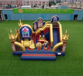 T2-8863 Castelo Insuflável com Escorrega com Tema A Bela e o Monstro
