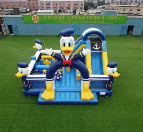 T2-8874 Castelo Inflável com Escorregador Tema Pato Donald