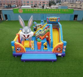 T2-8885 Castelo Insuflável com Tema Looney Tunes e Escorrega