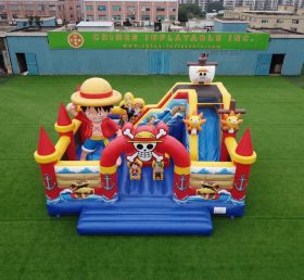 T2-8895 Castelo Inflável Tema One Piece com Escorregador