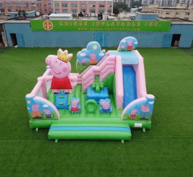 T2-8897 Castelo Inflável Temático da Peppa Pig com Escorrega