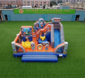 T2-8905 Castelo Insuflável com Escorrega Tema Rusty Rivets