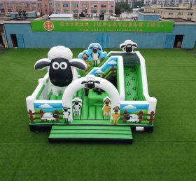 T2-8907 Castelo Inflável Shaun, o Carneiro com Escorrega