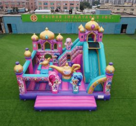 T2-8908 Castelo Inflável Shimmer & Shine com Escorregador