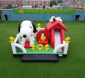 T2-8910 Castelo Inflável Temático do Snoopy com Escorrega