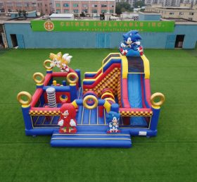 T2-8912 Castelo Inflável Temático do Sonic com Escorrega