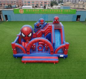 T2-8913 Castelo Inflável Temático do Homem-Aranha com Escorregador