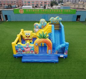 T2-8914 Castelo Insuflável Temático do SpongeBob com Escorrega