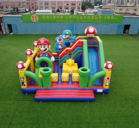 T2-8918 Castelo Inflável Tema Super Mario Com Escorregador