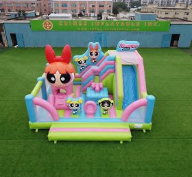 T2-8924 Castelo Insuflável das Meninas do Poderpuff com Escorrega