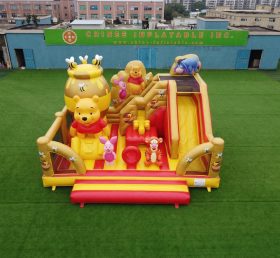 T2-8934 Castelo Inflável Temático do Winnie the Pooh com Escorregador