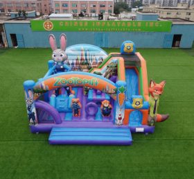 T2-8935 Castelo Inflável Temático Zootopia com Escorregador
