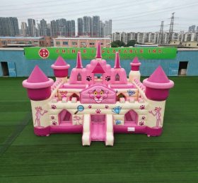 T5-3194 Castelo Inflável Tema Pantera Cor-de-Rosa