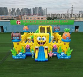 T5-3209 Castelo Inflável Tema Bob Esponja
