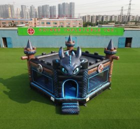 T5-3256 Castelo Inflável Tema Como Treinar o Seu Dragão