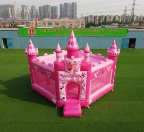 T5-3278 Castelo Inflável com Tema Pantera Cor-de-Rosa