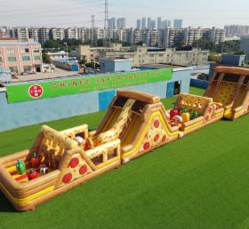 T7-4608 Curso de Obstáculos Inflável com Tema de Pizza