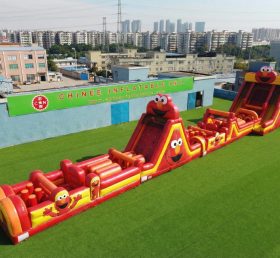 T7-4649 Curso de Obstáculos Inflável Tema Tickle Me Elmo