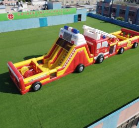 T7-4726 Curso de Obstáculos Inflável com Tema de Caminhão de Bombeiros