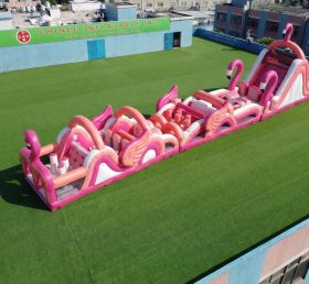 T7-4727 Curso de Obstáculos Inflável com Tema de Flamingo