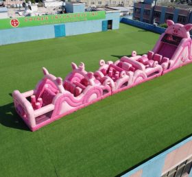 T7-4784 Curso de Obstáculos Inflável com Tema de Porco