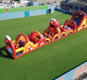 T7-4828 Curso de Obstáculos Inflável com Tema Tickle Me Elmo